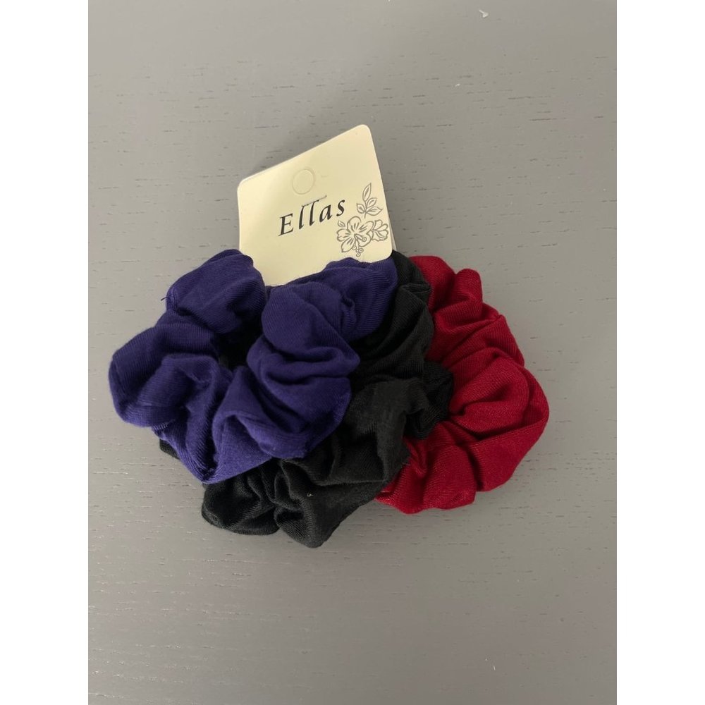 NEW HAIR SCRUNCHES PACK HAIR TIES 3 COLORS IN A PACK PURPLE , GREY, RED